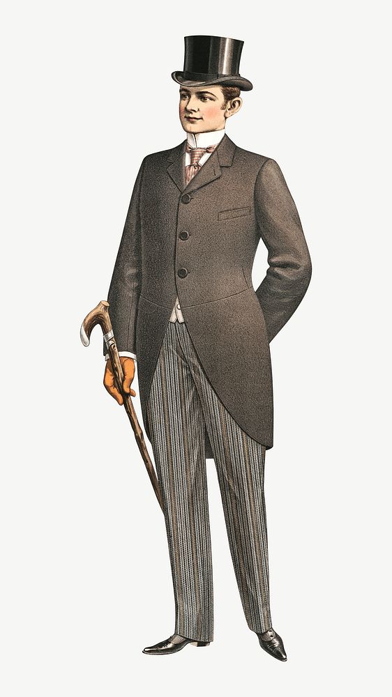 Men's vintage suit, fashion illustration psd. Remixed by rawpixel.