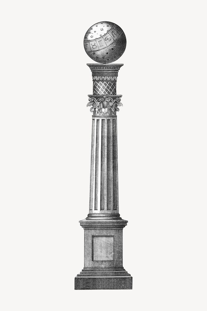 Ancient pillar, vintage architecture illustration. Remixed by rawpixel.