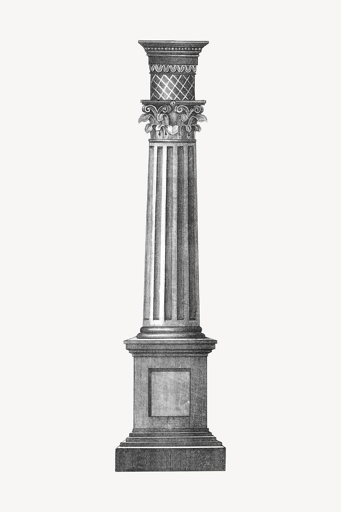 Ancient pillar, vintage architecture illustration. Premium Photo