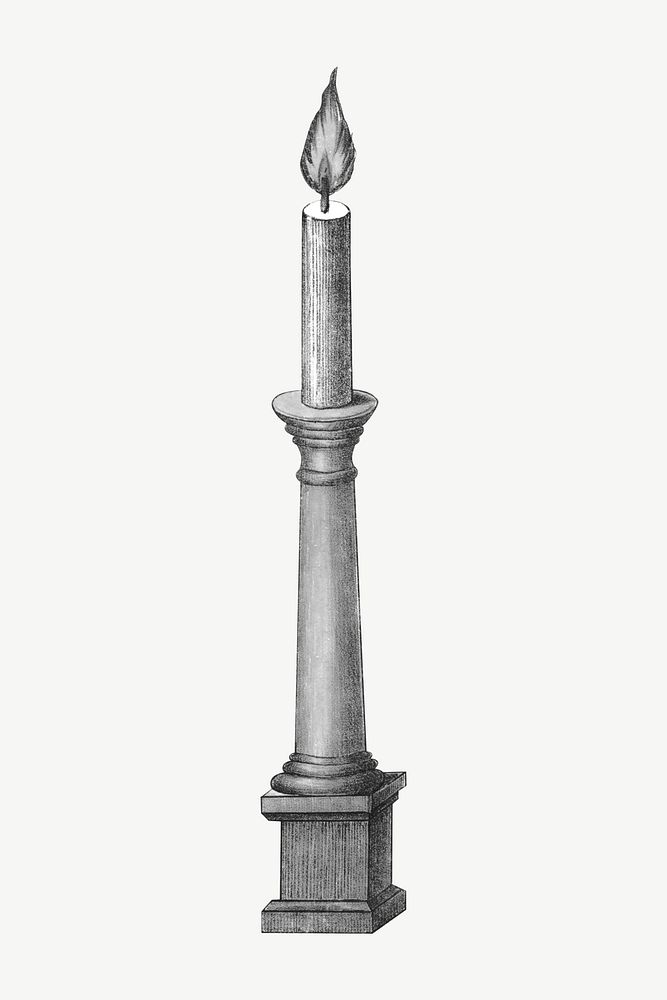 Vintage candle stick, antique illustration psd. Remixed by rawpixel.