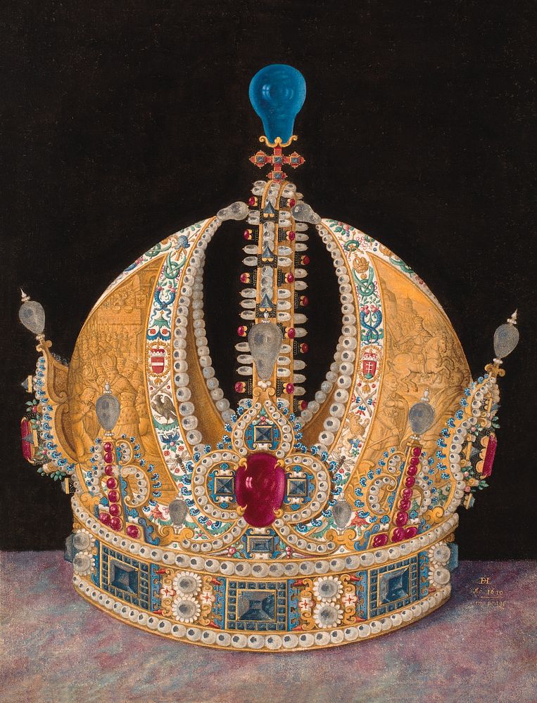 Crown of Rudolph II (1610) by David Hartmann. Original public domain image from State Museum of Art. Digitally enhanced by…