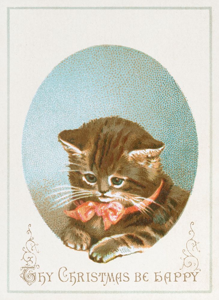 Thy Christmas be happy (1900), vintage cat illustration. Original public domain image from Yale Center for British Art.…