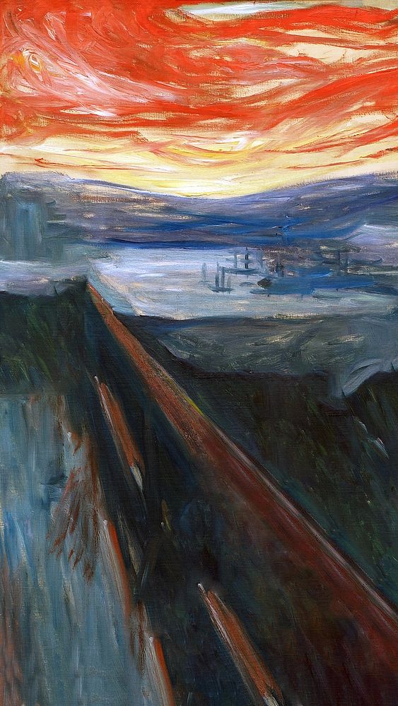 Edvard Munch's Despair mobile wallpaper, famous painting. Remixed by rawpixel. 