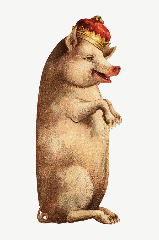 Vintage pig wearing crown psd. Remixed by rawpixel. 