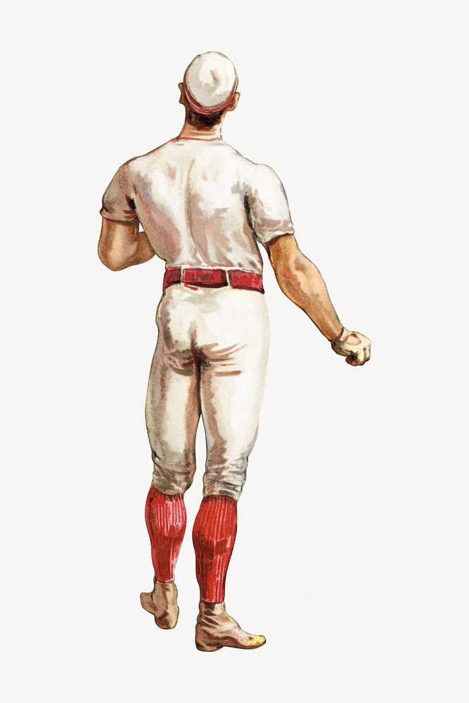 Vintage baseball player illustration. Remixed by rawpixel. 