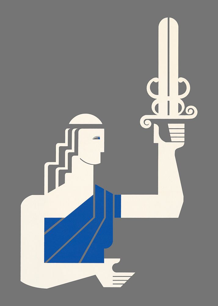 Vintage Greek man holding sword illustration psd. Remixed by rawpixel. 