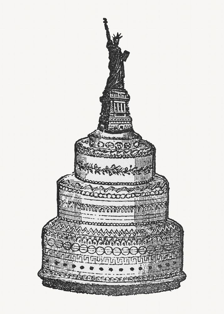Vintage Statue of Liberty cake illustration. Remixed by rawpixel. 