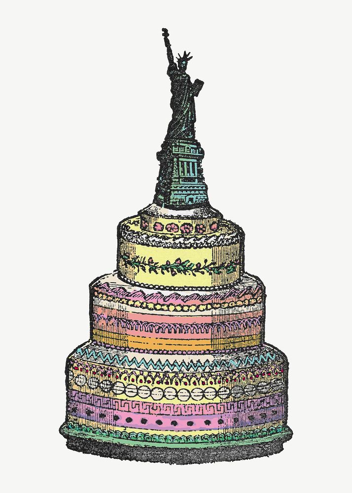 Vintage Statue of Liberty cake psd. Remixed by rawpixel. 