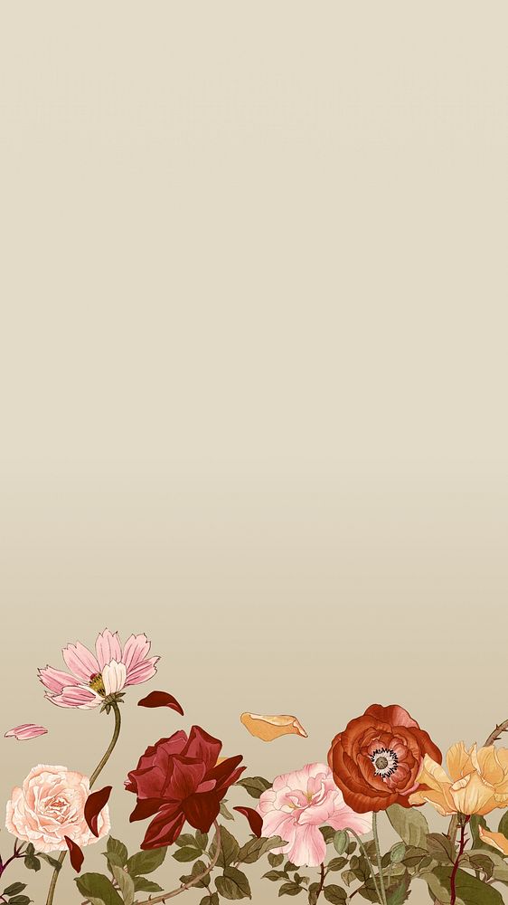 Vintage flower iPhone wallpaper,  floral design. Remixed by rawpixel.
