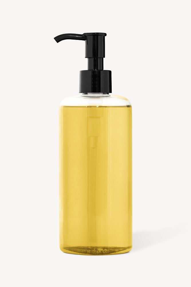 Pump bottle with yellow solution