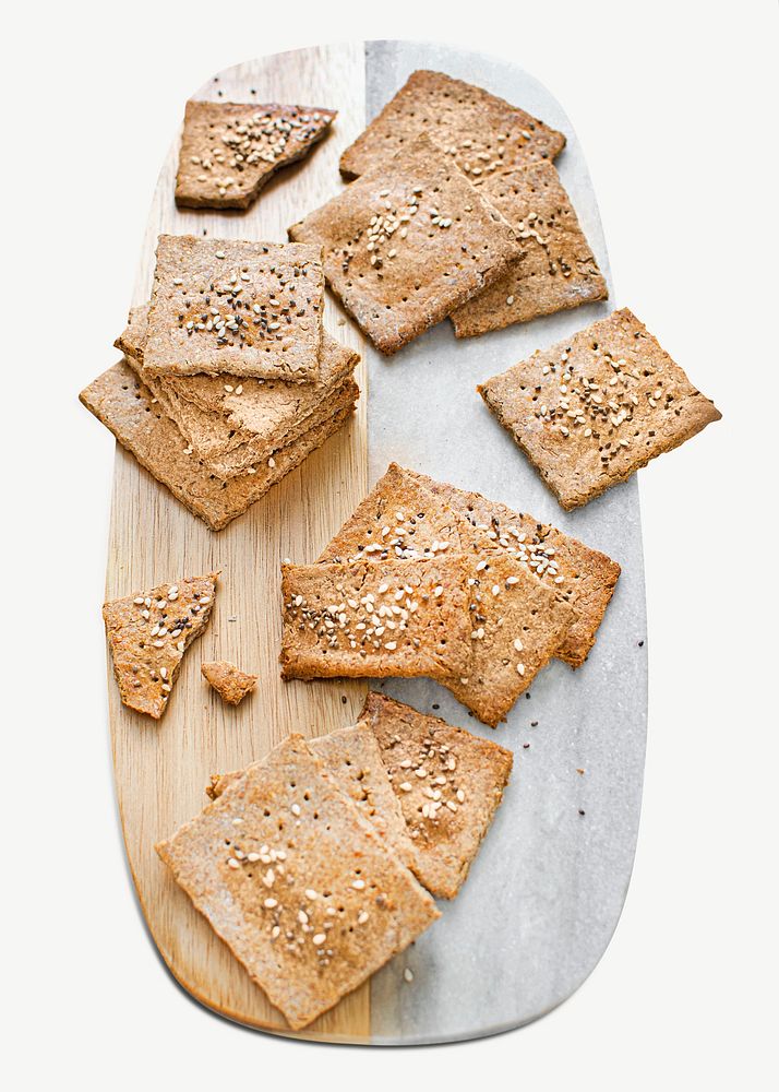 Seeded rye crackers food graphic psd