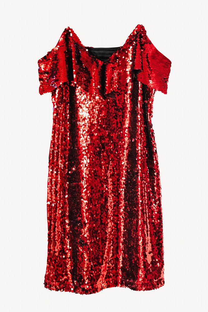Red sequin dress, isolated image