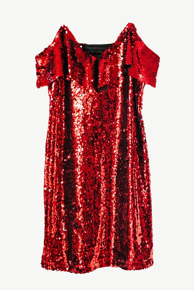 Red sequin dress isolated object psd