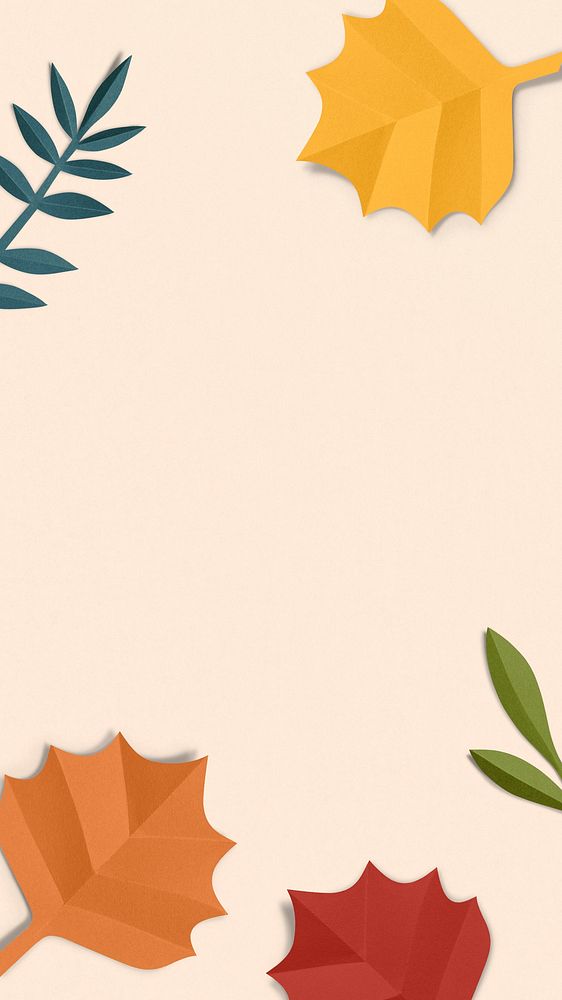 Pastel orange Autumn iPhone wallpaper, maple leaf border