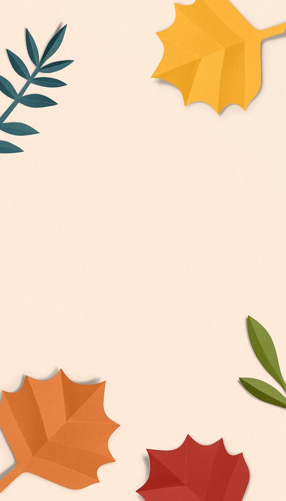 Pastel orange Autumn iPhone wallpaper, maple leaf border