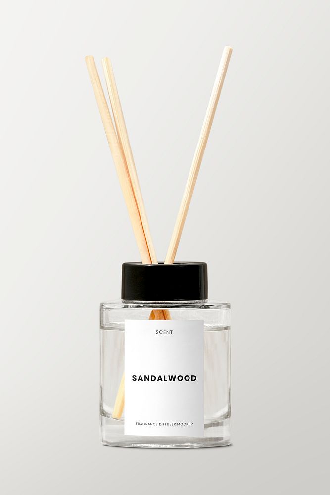 Reed diffuser mockup, psd product label