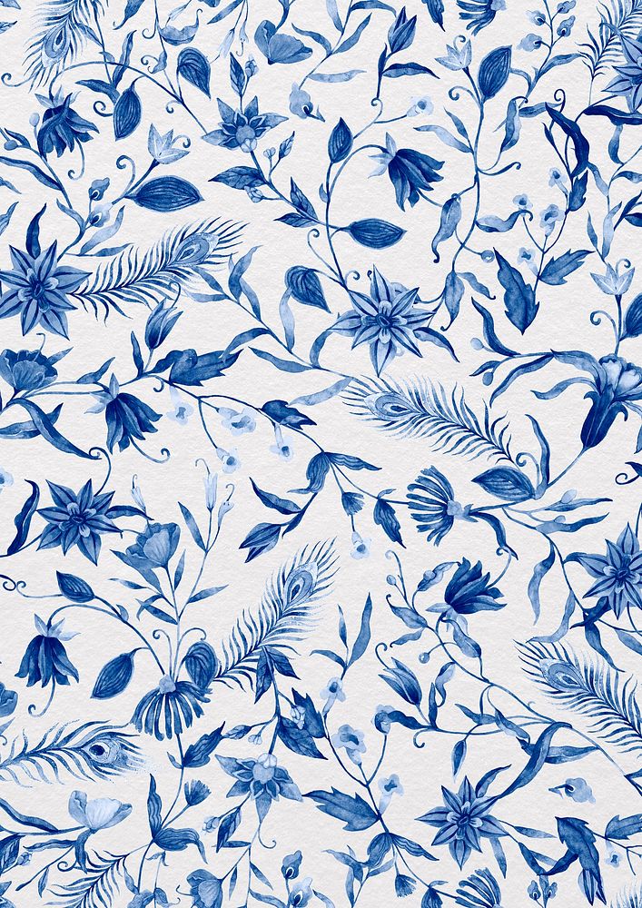 Vintage flower patterned background, blue design