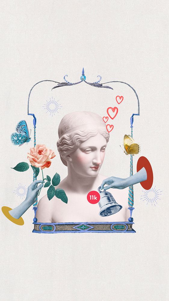 Online dating aesthetic iPhone wallpaper, Greek Goddess remix background