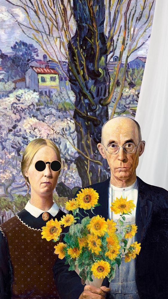 American Gothic iPhone wallpaper. Remixed by rawpixel.