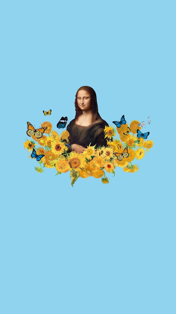 Mona Lisa sunflower iPhone wallpaper. Remixed by rawpixel.