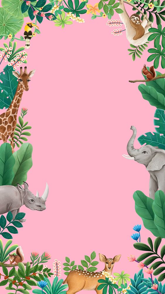 Pink wildlife frame iPhone wallpaper