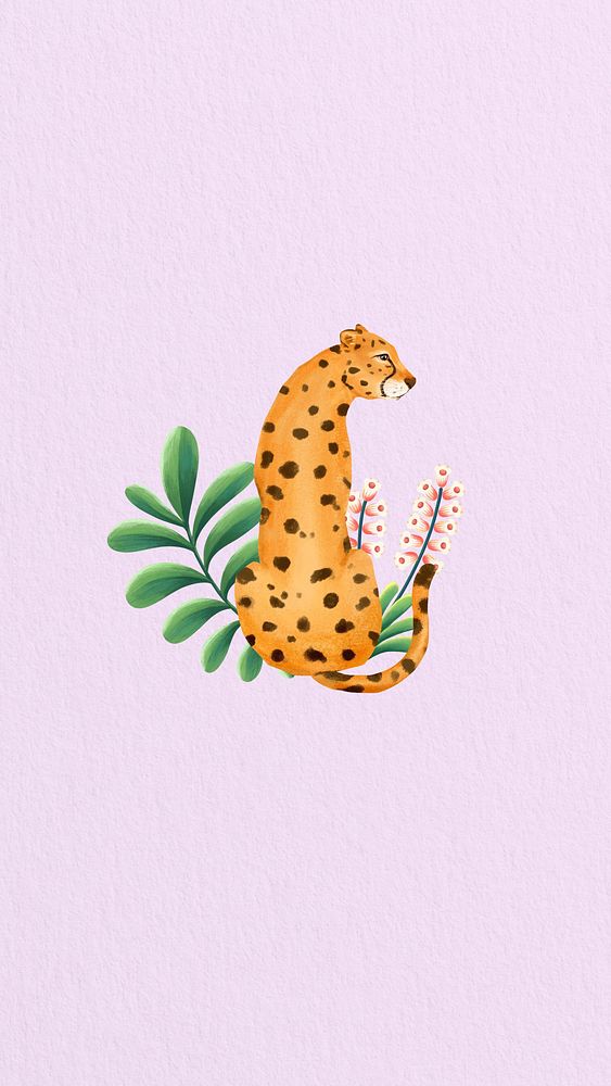 Cute cheetah iPhone wallpaper, purple design