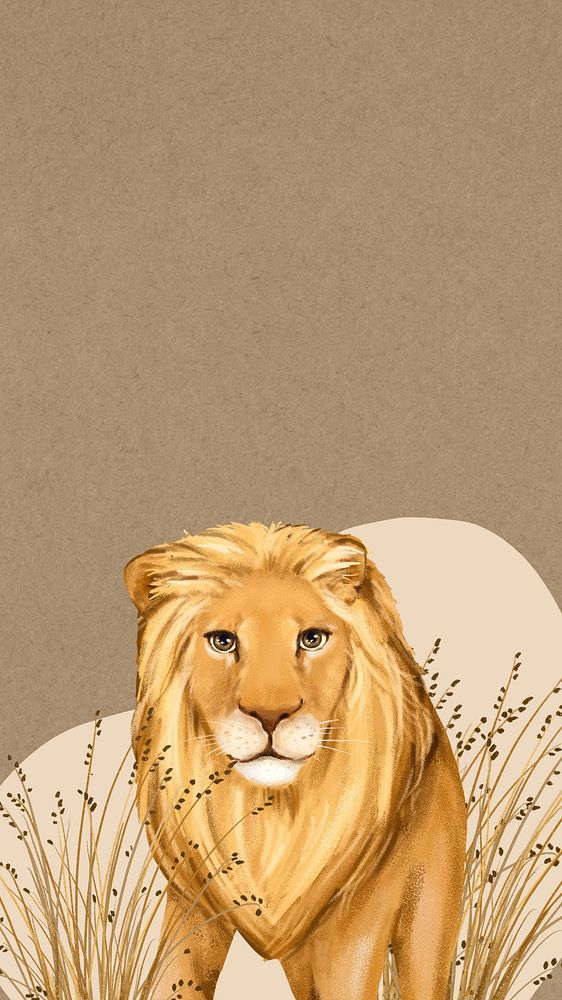 Cute lion iPhone wallpaper, brown wildlife design