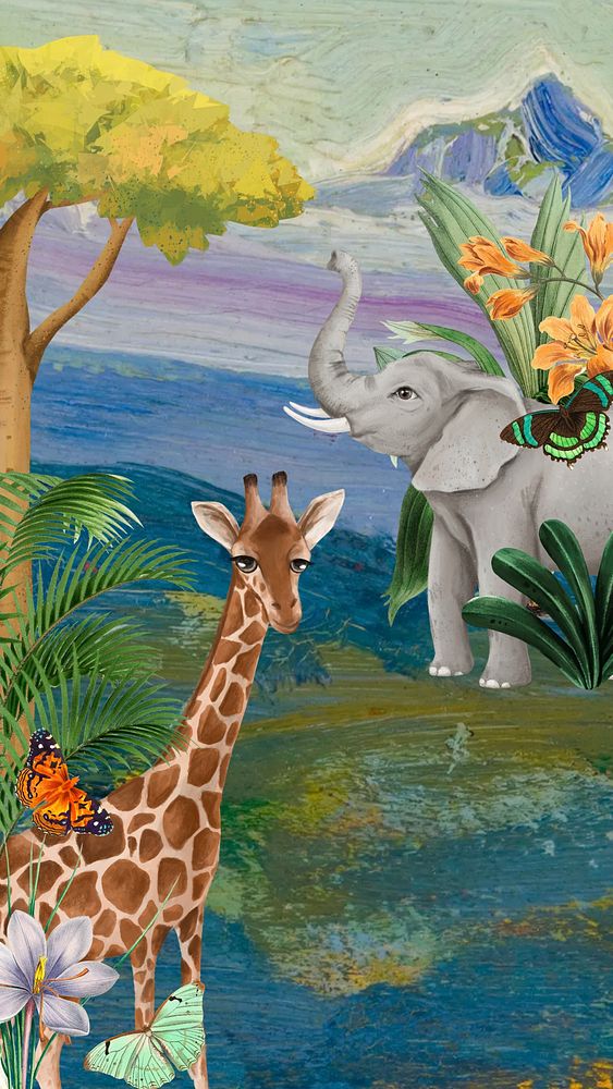 Aesthetic wildlife  iPhone wallpaper, drawing design