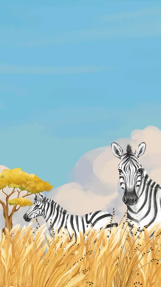 Cute zebra iPhone wallpaper, blue design