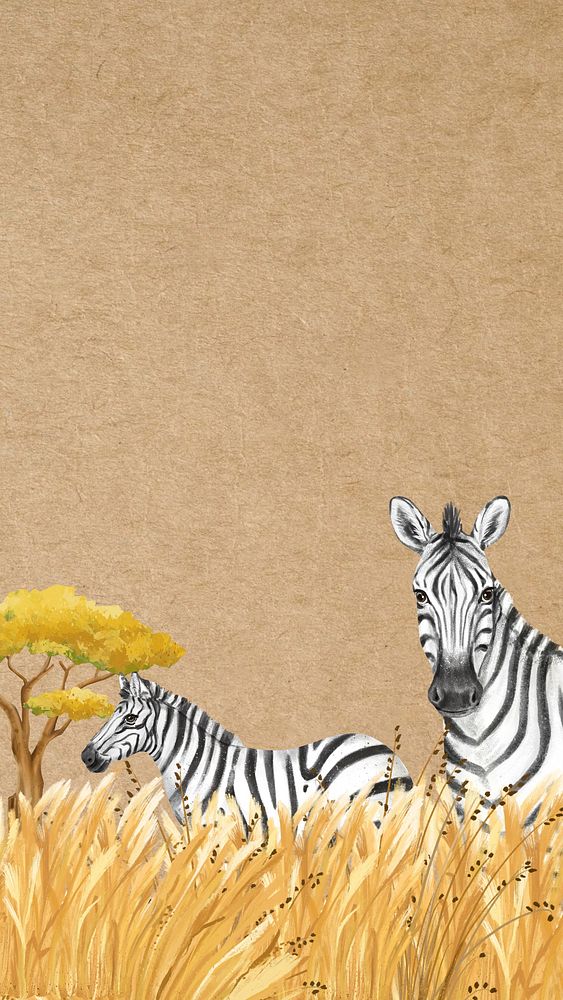 Cute zebra iPhone wallpaper, brown design