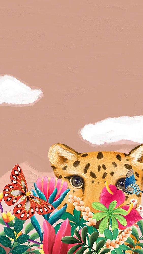Cute leopard iPhone wallpaper, brown design