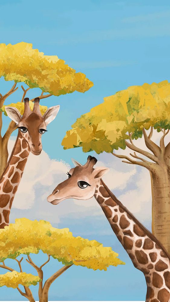 Cute giraffe blue iPhone wallpaper
