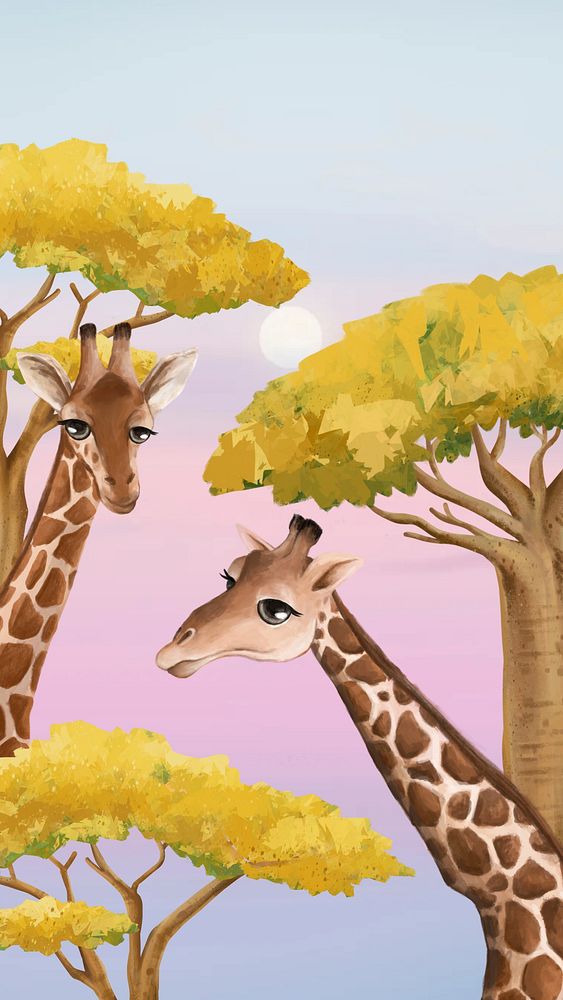 Cute giraffe pink iPhone wallpaper