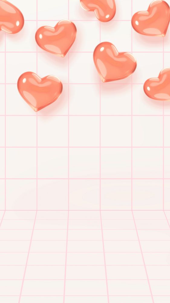 3D Valentine's Day mobile wallpaper, pink heart background
