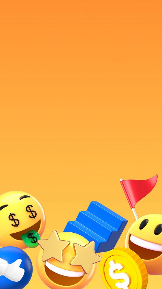 Business success emoticons phone wallpaper, 3D yellow background