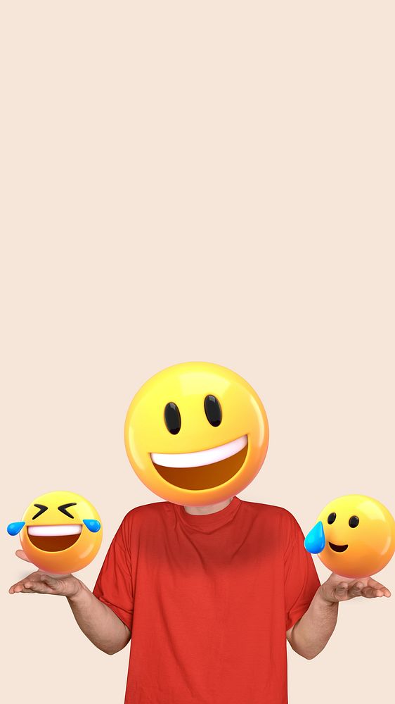 Smiling emoticon man iPhone wallpaper, 3D graphic