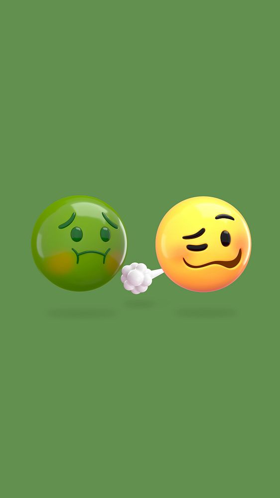 3D tired emoticons iPhone wallpaper, nauseated faces