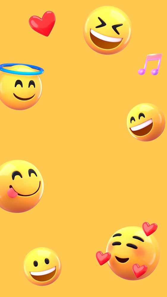 3D emoticons iPhone wallpaper, yellow HD background