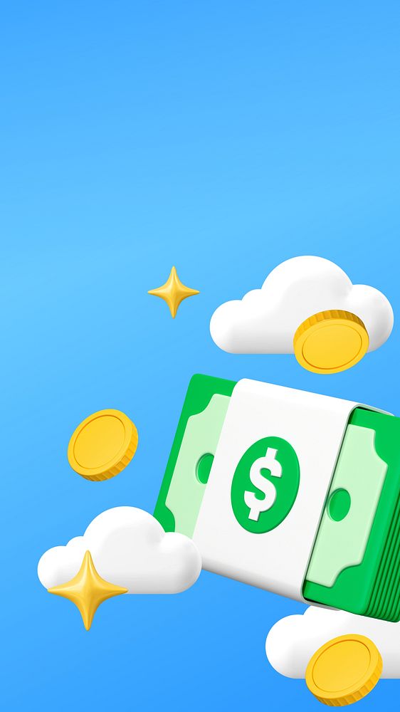 3D money iPhone wallpaper, cute finance background