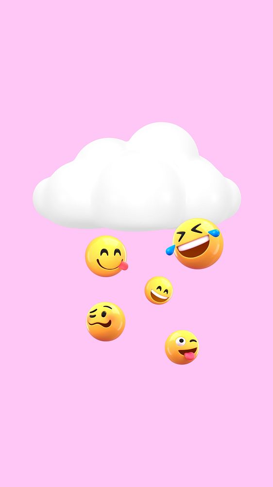 Emoticons cloud mobile wallpaper, 3D rendering background