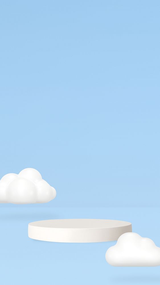 Blue product backdrop phone wallpaper, 3D clouds design