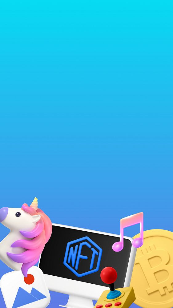 Cute NFT emoticons phone wallpaper, blue 3D background