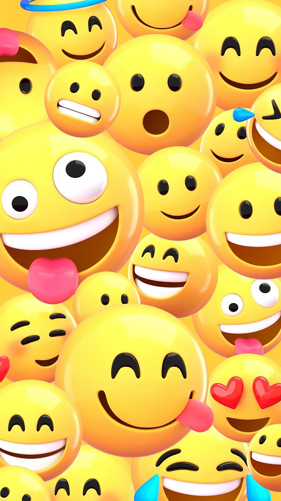 Cute emoticons mobile wallpaper, 3D rendering background