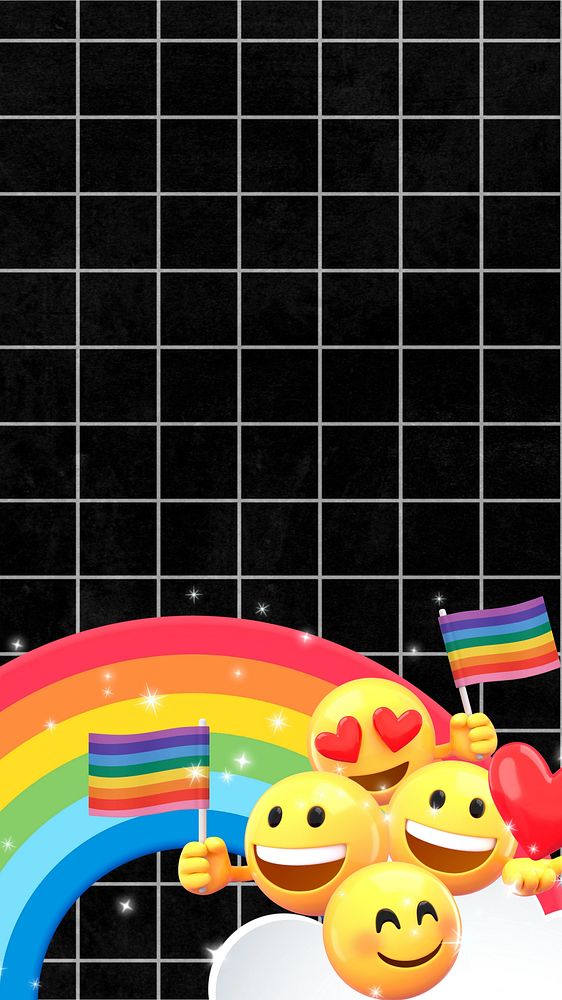 Black LGBT emoticons mobile wallpaper, 3D emoji illustration