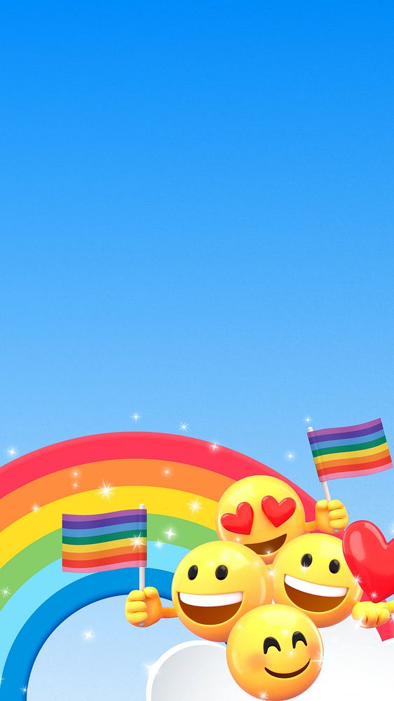Blue LGBT mobile wallpaper, 3D emoji illustration 