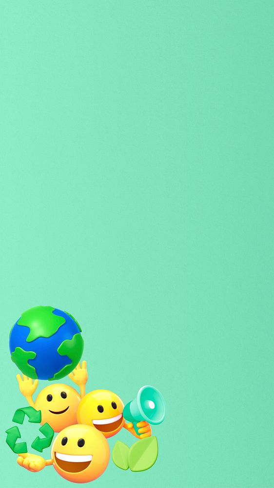 Environment support emoticons mobile wallpaper, 3D emoji illustration