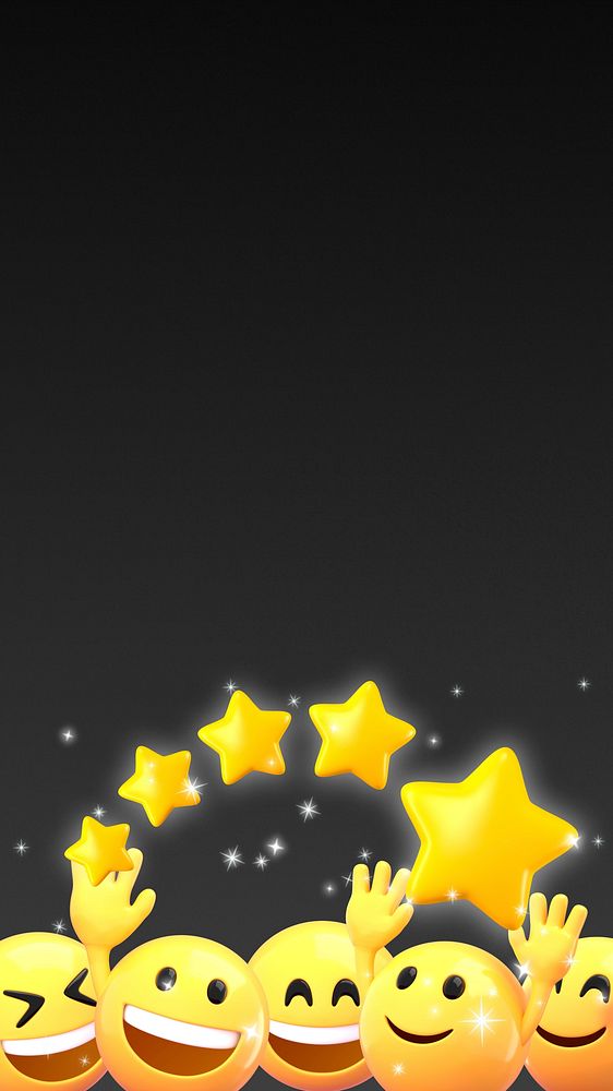 Star ratings black mobile wallpaper, 3D emoji illustration 