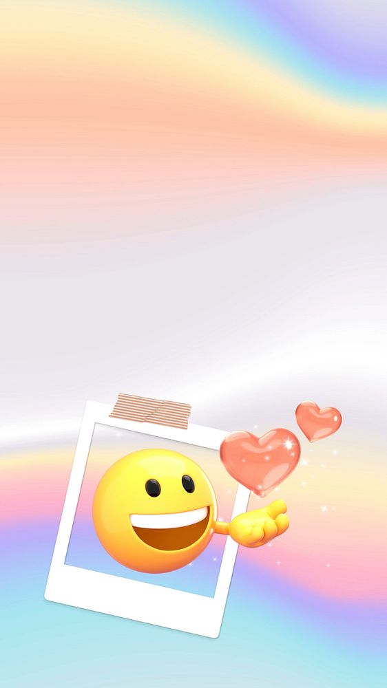 3D love holographic iPhone wallpaper, emoji design