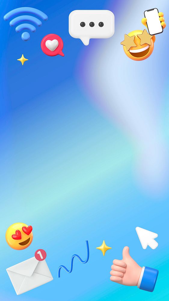 Online marketing blue iPhone wallpaper, 3D emoji illustration  