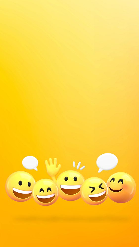 Texting emoticons yellow iPhone wallpaper, 3D emoji illustration